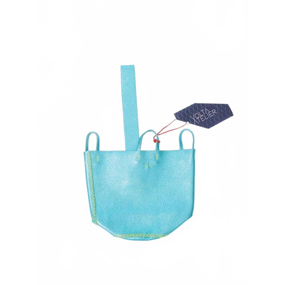 NEW VOLTA ATELIER women's navigli wristlet in turquoise metallic
